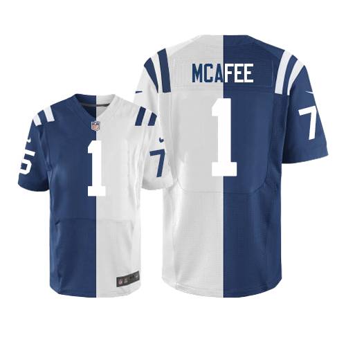 Men's Elite Pat McAfee Nike Jersey Royal Blue/White - #1 Split Fashion NFL Indianapolis Colts